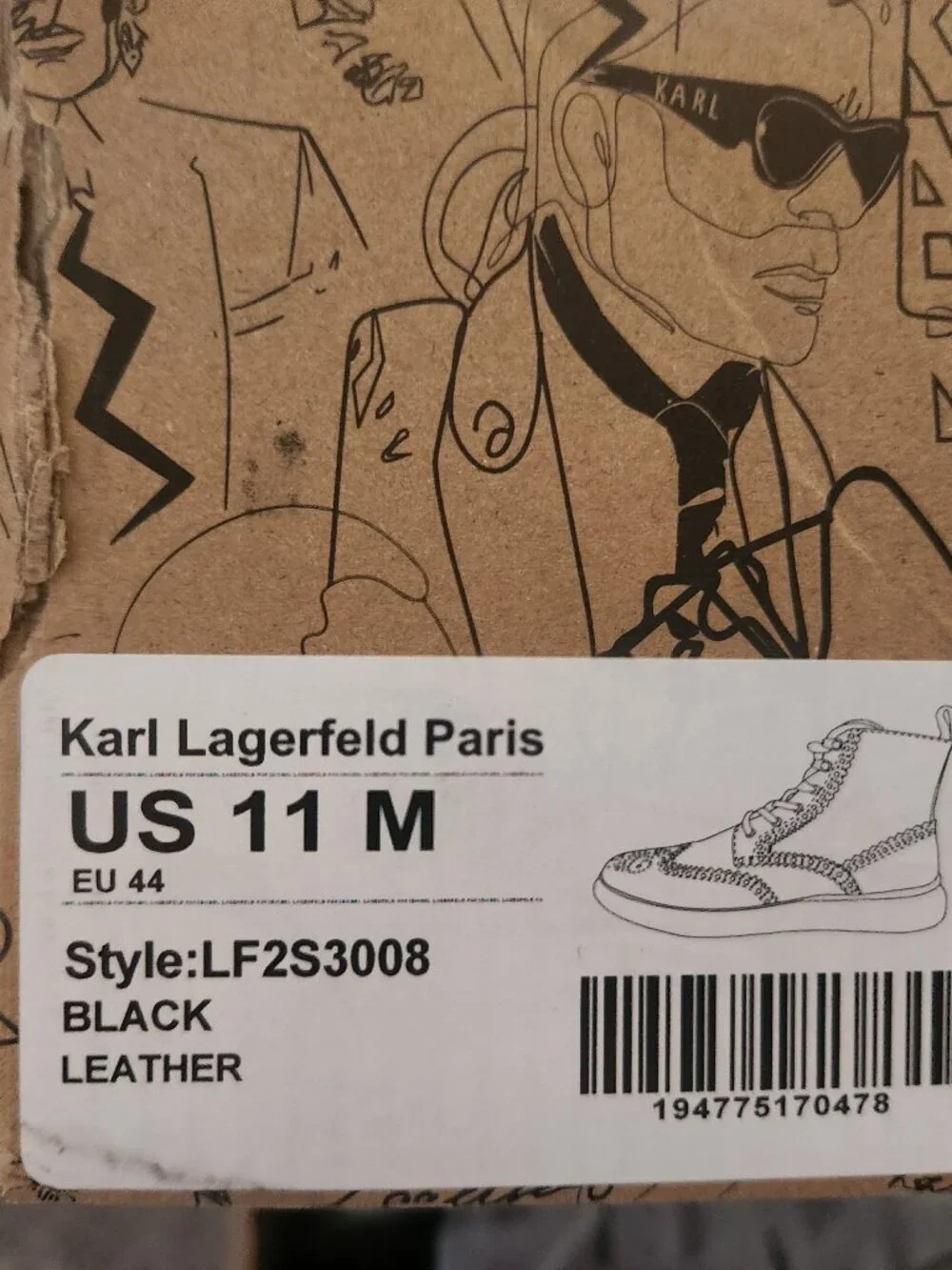 Karl Lagerfeld Paris LFS3008 Men's Leather Combat Boots. NIB. Size 11